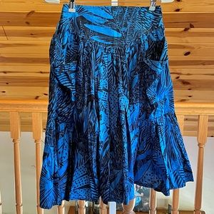 Sportstaff Vintage Italian Abstract Foliage Print Midi Skirt Size M